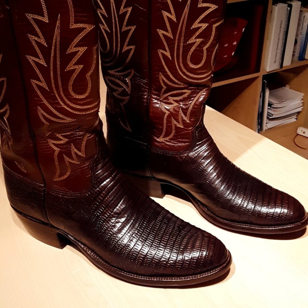 Vintage Lucchese Teju Lizard  men's 10.5 brown
